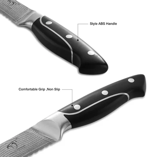 Vista 3 de Cuchillo de pan dentado de 8 pulgadas, cuchillo de cocina profesional de la serie XingRui forjado con VG10 Super Steel de 67 capas de Damasco, mango