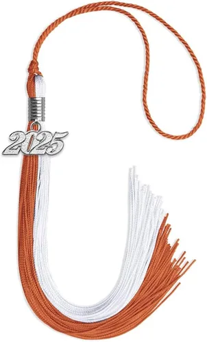 Vista 221 de Endea Graduation Borla de doble color con gota de fecha plateada (negro/oro antiguo, 2025)