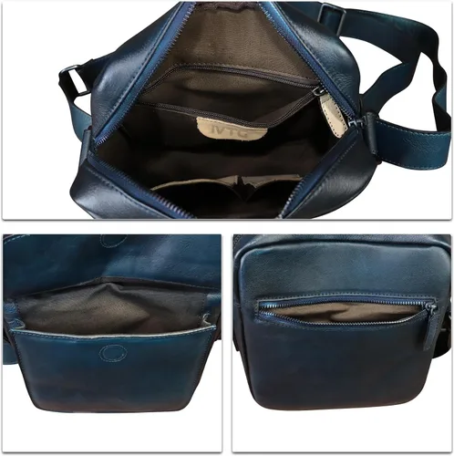 Vista 7 de IVTG Bolso de mensajero de cuero genuino para hombre, bolso de hombro, bolso de hombro casual, mochila de trabajo y negocios