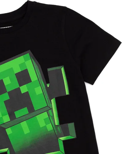 Vista 6 de Minecraft Camiseta para niños Creeper Inside Black de manga corta gamer Top Negro