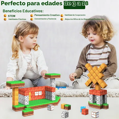 Vista 5 de Juguetes de Bloques Magnéticos, Juguetes de Construcción Magnética 3D Conjunto de Juego de Bloques, 100 Piezas de Juguetes de Construcción