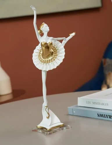 Vista 8 de HAUCOZE - Estatua de bailarina de bailarina, escultura de yoga para mujer, decoración moderna, 12 pulgadas