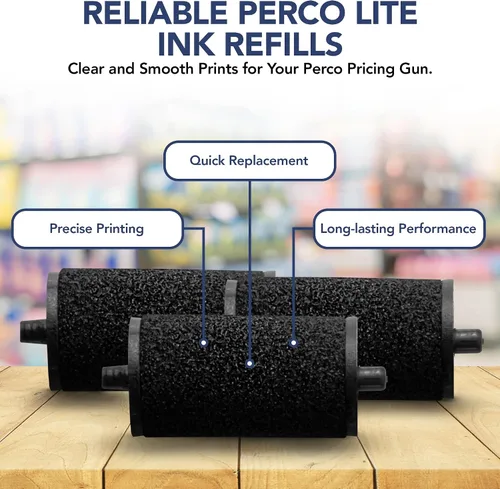 Vista 6 de Perco Lite Pricing Gun Labeler - Rollos de tinta de repuesto preferidos para pistola de precio Perco Lite, recarga de tinta fácil y cómoda incluso