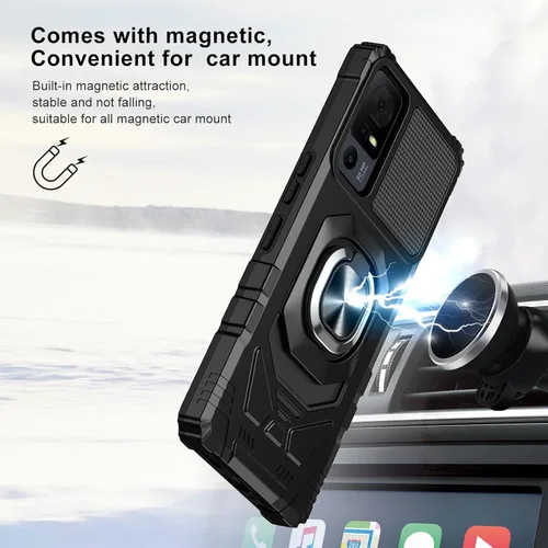Vista 6 de Ailiber - Funda para TCL 40 XE/40 X 5G/T609M, protector de pantalla, color negro Flexible Stable Ring Kickstand Holder Military-Grade Drop