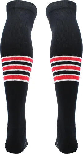 Vista 2 de TCK Dugout - Calcetines de béisbol a rayas por encima de la rodilla extra largos por encima de la rodilla para niños, niñas, hombres, mujeres
