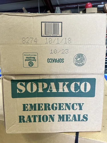 Vista 2 de MRE 7020 caja de 14 raciones de alimento de emergencia reducido en sodio - Listo para consumir, sellado y envasado en fábrica - 01/22