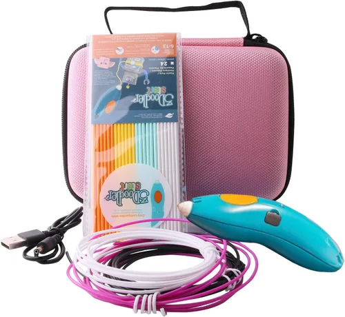 Vista 6 de Estuche rígido compatible con el bolígrafo de impresión 3D 3Doodler Start/Start+ Essentials (rosa, solo funda)