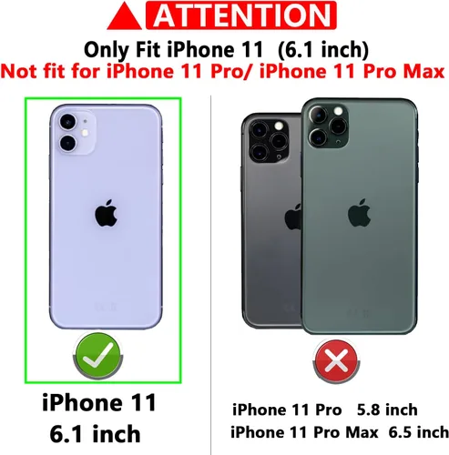 Vista 2 de Funda para iPhone 11, con cubierta para lente de cámara, protector de pantalla HD, [grado militar] anillo de montaje en coche con soporte híbrido