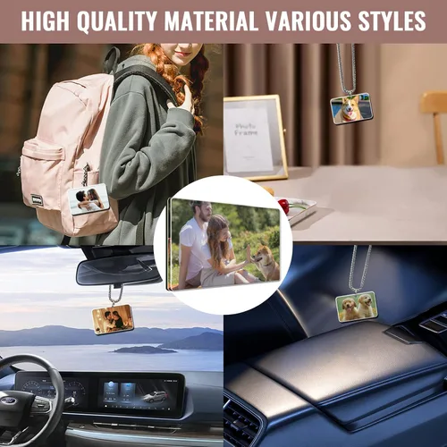 Vista 6 de Accesorios personalizados para colgar fotos en el espejo retrovisor del automóvil, decoración personalizada para colgar en el automóvil, decoración