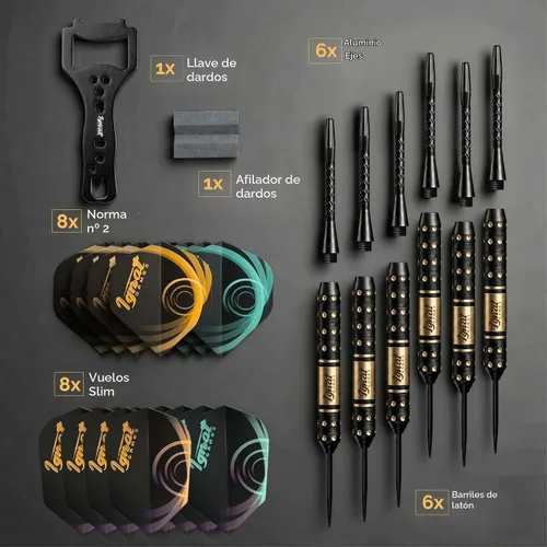 Vista 7 de Steel Tip Darts Set, Metal Tip 6 Pack, Knurled Brass Barrels, Darkborn Azul - Cristal Gótico