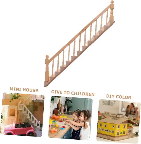 Vista 8 de Escala 1:12 Pasamanos miniatura de escalera para casa de muñecas Accesorio de decoración interior de madera