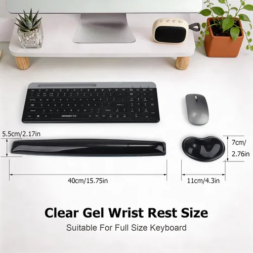 Vista 6 de Juego de reposamuñecas de gel para teclado y mouse – Soporte para teclado y mouse para oficina, juegos, computadora, laptop, ergonómico, cómodo