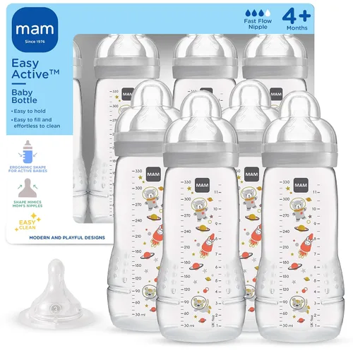 Vista 9 de MAM Biberón anticólico activo activo de flujo natural de 11 oz, 4+ meses Azul verdoso