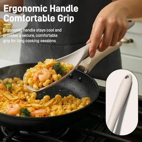 Vista 4 de Paquete de 2 espátulas de silicona para utensilios de cocina antiadherentes 2 paquete caqui
