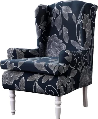 Vista 33 de HAOYONG Fundas para silla de alas estampadas, 2 piezas, fundas elásticas para sillón con respaldo de ala, fundas protectoras lavables para sala