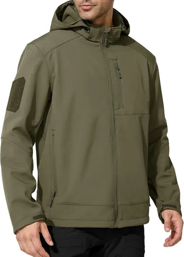 Vista 12 de FREE SOLDIER Chaqueta ligera con capucha impermeable para hombre, con forro polar, para invierno, con capucha, resistente al agua, para senderismo