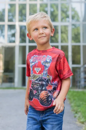 Vista 2 de Monster Jam Camiseta de niño a niño grande Grave Digger El Toro Loco Megalodon
