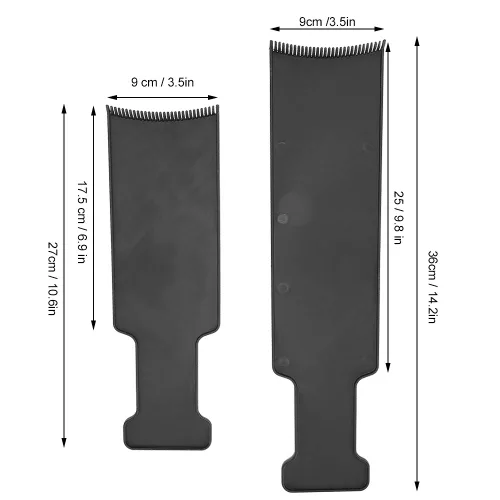 Vista 5 de Plplaaoo Tabla de balayage con dientes, 2 piezas de tablero de reflejos para teñir y colorear, tablero de aluminio negro para teñir el cabello