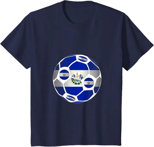 Vista 14 de Bandera de El Salvador balón de fútbol Hombres Mujeres equipo ventilador camisa, Pizarra