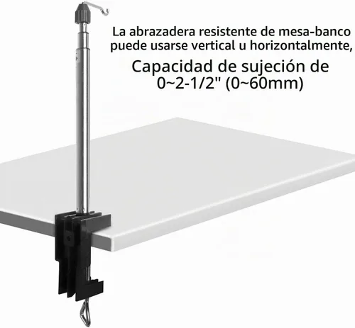 Vista 6 de QWORK Herramienta rotativa, amoladora redonda, soporte telescópico para colgar con abrazadera de mesa, herramienta de soporte de suspensión de eje