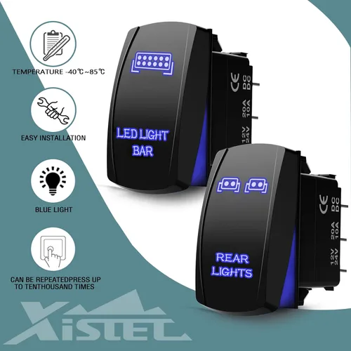 Vista 2 de Xislet Barra de Luces LED e Interruptores Basculantes de Luz Trasera de 5 Pines Láser de Encendido/Apagado con Set de Cables Puente Compatible