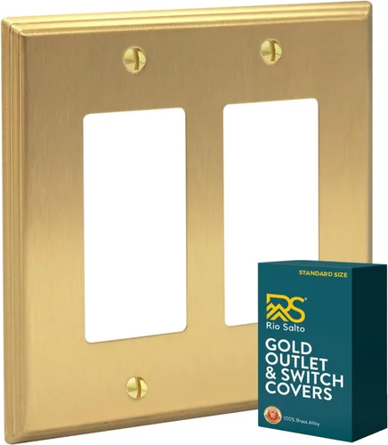 Vista 24 de Rio Salto BRASS Deco Collection - Placa de pared ciega de metal dorado de tamaño estándar, cubierta de salida resistente a la corrosión