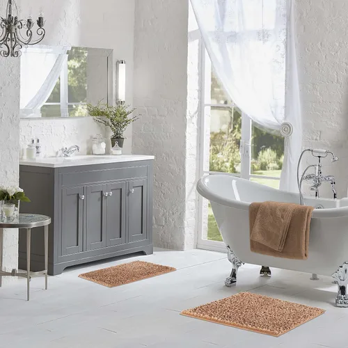 Vista 37 de Laura Ashley - Juego de 2 tapetes de baño de chenilla suave, 20 x 34 pulgadas, color azul