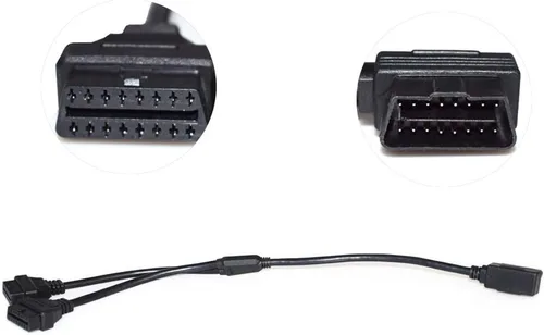 Vista 2 de 16 pin OBD2 OBDII Diagnóstico Extensor Divisor Cable de extensión macho a doble hembra Y Cable 12 pulgadas