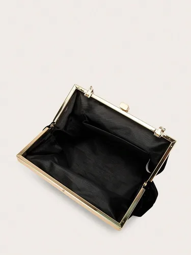 Vista 3 de OYOANGLE Bolso de noche sólido con asa superior para mujer, correa de hombro con cadena, glamorosa cartera