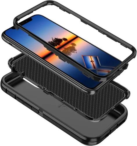 Vista 6 de Funda para iPhone 11, a prueba de golpes, caídas y polvo, protección de cuerpo completo de 3 capas, cubierta dura de alto impacto de alta Negro