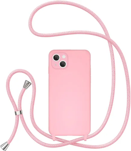 Vista 33 de UEEBAI Funda de teléfono con cordón cruzado para iPhone 14 de 6.1 pulgadas, funda de silicona con correa ajustable para collar, correa suave