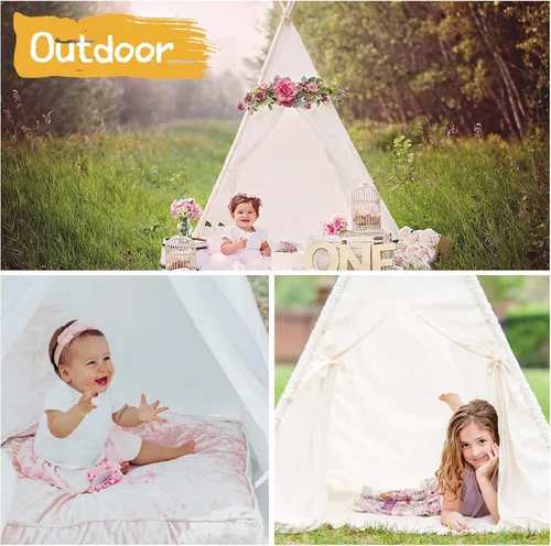 Vista 6 de Tienda de campaña tipi Sumerice para niños con funda de transporte, tienda de campaña plegable para niñas, juguete de casa de juegos, regalo