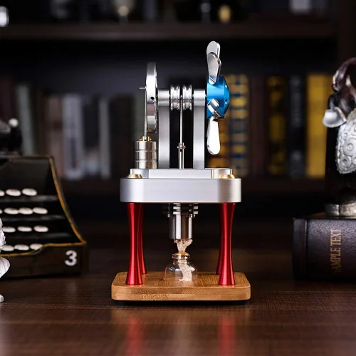 Vista 8 de Sunnytech Aire caliente Stirling Motor Modelo Ciencia Física Juguete Home Office Escritorio Decoración Kit M16-CF