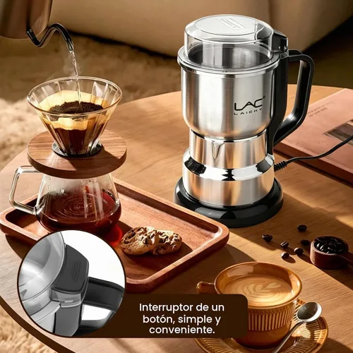 Vista 6 de Molinillo de café eléctrico y molinillo de especias, molienda rápida de 150 W con cuchillas de acero inoxidable, incluye cepillo de limpieza