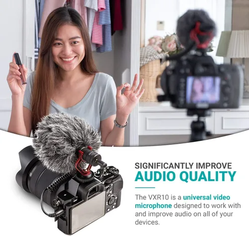 Vista 3 de Movo VXR10 Micrófono Shotgun Universal para Cámara - Micrófono de Cámara para DSLR, iPhone y Teléfonos Inteligentes Android - Compatible con Cámaras