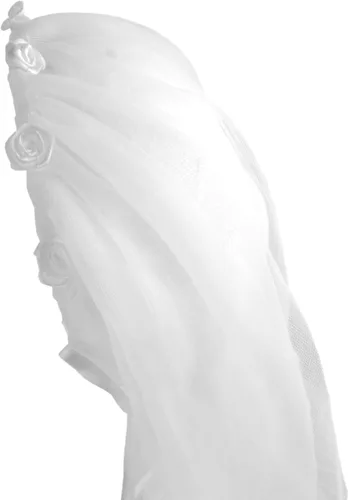 Vista 4 de Iconikal Mini velo de boda con rosetas, blanco, talla única, Blanco, talla única