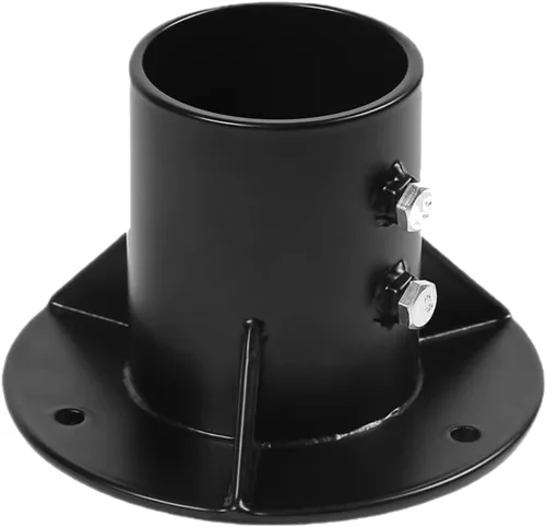 Vista 8 de Brida de piso de poste de valla de eslabones de cadena resistente, placa de anclaje de base de poste de acero galvanizado de 2-3/8 pulgadas