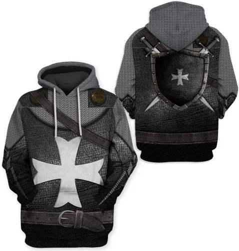 Vista 2 de Sudadera unisex con capucha histórica de caballero medieval con capucha, sudadera con capucha del ejército de guerra revolucionaria, chaqueta
