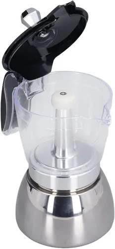 Vista 7 de Cafetera de acero inoxidable de 6 tazas con tapa de ABS transparente, cafetera duradera para uso doméstico y exterior