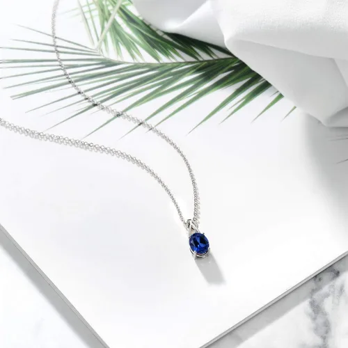 Vista 65 de Gem Stone King Collar de plata de ley 925 con piedra natal ovalada de 0.354 x 0.276 in Collar con colgante solitario para mujer Con cadena