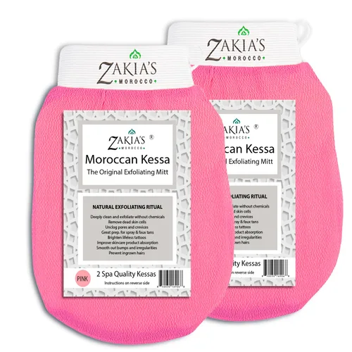 Vista 18 de Guantes exfoliantes originales Kessa, paquete económico (2 unidades), color beige, microdermoabrasión en casa, elimina la piel muerta no deseada