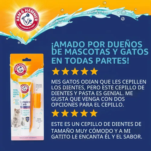 Vista 9 de Arm & Hammer Complete Care - Kit dental para perros, pasta de dientes enzimática para perros con sabor a atún, cepillo de dientes y cepillo de dedo