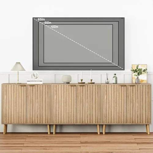 Vista 12 de Vrullu Gabinete de Almacenamiento Moderno, Gabinete de Buffet Independiente, Aparador Negro y Almacenamiento de Buffet, Muebles de Acento de Madera