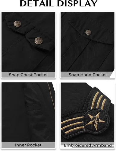Vista 6 de WenVen Chaqueta casual de algodón de lona con capucha para hombre