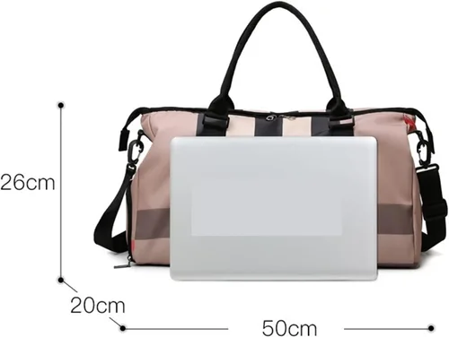 Vista 2 de GULRUH Bolsa de gimnasio, bolsas de gimnasio para mujeres y hombres con bolsillo para zapatos, de nailon, grande, a la moda, para viajes
