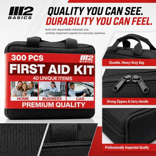 Vista 14 de M2 BASICS Kit de primeros auxilios de 300 piezas con bolsa duradera