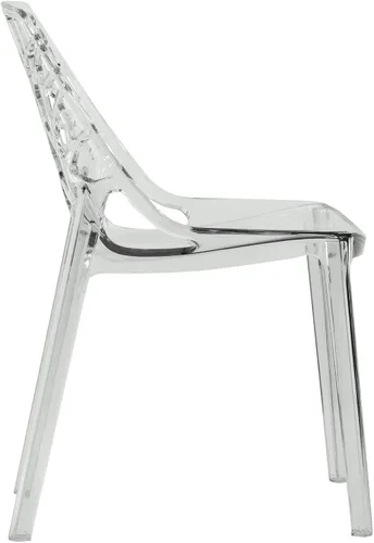 Vista 3 de LeisureMod Cornelia - Silla de comedor de plástico moderna en transparente (juego de 4)