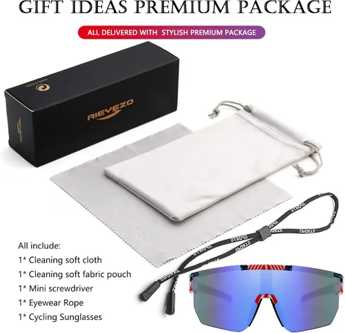 Vista 6 de AIEYEZO Gafas de sol de ciclismo para hombres y mujeres, para fanáticos de los deportes, gafas de sol de béisbol al aire libre con cuerda para gafas