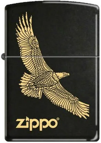 Vista 7 de Zippo Encendedor de bolsillo Eagles Dare - Encendedores recargables con tapa abatible a prueba de viento - Encendedores de bolsillo con diseño Negro
