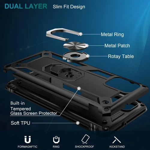 Vista 2 de LUMARKE Funda para Galaxy A51 4G con Protector de Pantalla, Pasa Prueba de Caída de 16 pies de Grado Militar, Cubierta Protectora para Teléfono